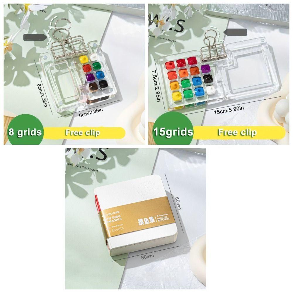 8/15 Grid Paint Pigment Box Mini Empty Paint Box Art Supplies Watercolor Paint Palette  Outdoor