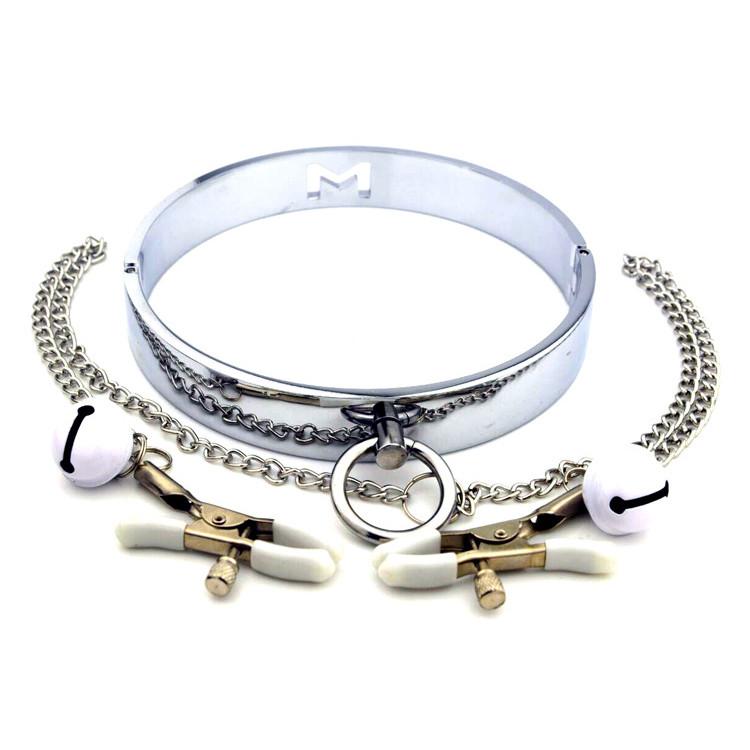 Lootee AM-SM124 Amazon Best Women Nipple Stimulation Clamp Bdsm Anal Neck Collar Erotic Bondage Sex Toys Belt Chain