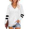 Women's Fashion Casual Spring Fall Stripe Print Long Sleeve V-Neck Blouses & Shirts