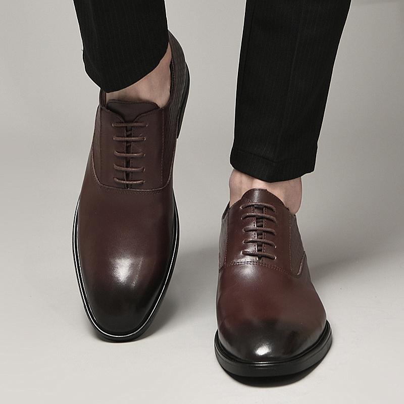 High Quality Brand Men Formal Shoes Men Oxford Genuine Leather Dress Shoes Fashion Business Men Shoes Pointed Wedding Shoes