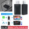 2 In 1 Wireless Carplay Adapter Android Auto Wireless Adapter Plug and Play WiFi Bluetooth5.0 Auto Connect Mini 5V USB Dongle