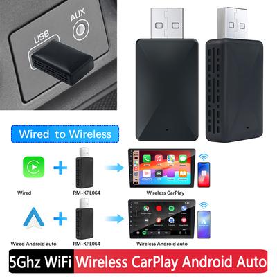 2 в 1 беспроводной адаптер Carplay, беспроводной адаптер Android Auto, Plug and Play, WiFi, Bluetooth5.0, автоматическое подключение, мини-USB-ключ 5 В