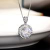 New Luxury Fashion 10MM Cubic Zirconia Pendant Necklace Women Engagement Wedding Accessories Elegant Female Jewelry