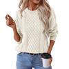 Women's Casual Fashion Round Neck Long Sleeved Knitting Sweater Top