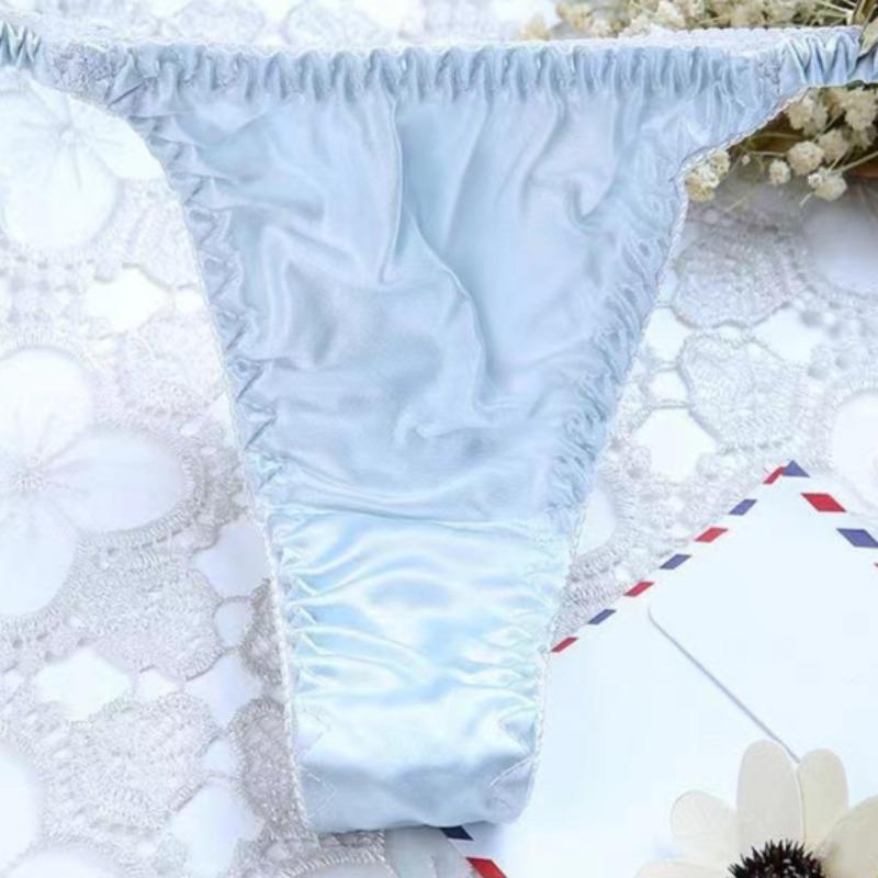Women's Sexy Pure Silk Thongs Briefs Bikinis Underwear G-String Panties Comfortable Healthy