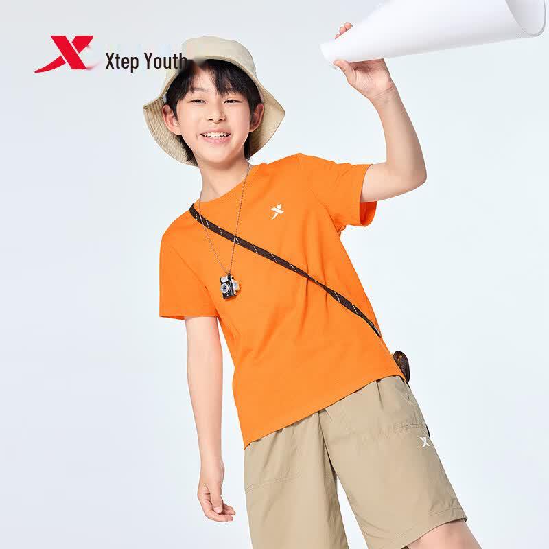 Xtep Youth Basic Letter Print Cotton T-Shirt