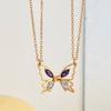 2pcs Set Crystal Butterfly Couple Pendant Necklace for Women Men Charm Magnetic Attraction Splicing Collar Jewelry Friend Gifts