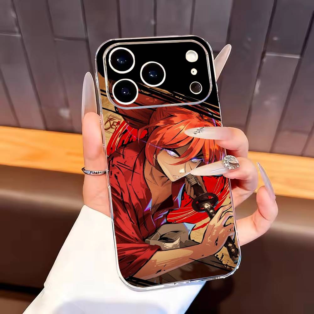 Anime R-Rurouni Kenshin Phone Case For iPhone17,16,15,14,13,12,11 Plus,Pro Max Soft Transparent Cover