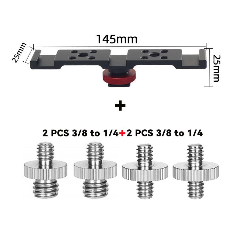 Cold Shoe Mount Extension Bar Hot Shoe Adapter Camera Bracket with 1/4 Screw for Tripod Microphone LED Light Canon Sony Camera