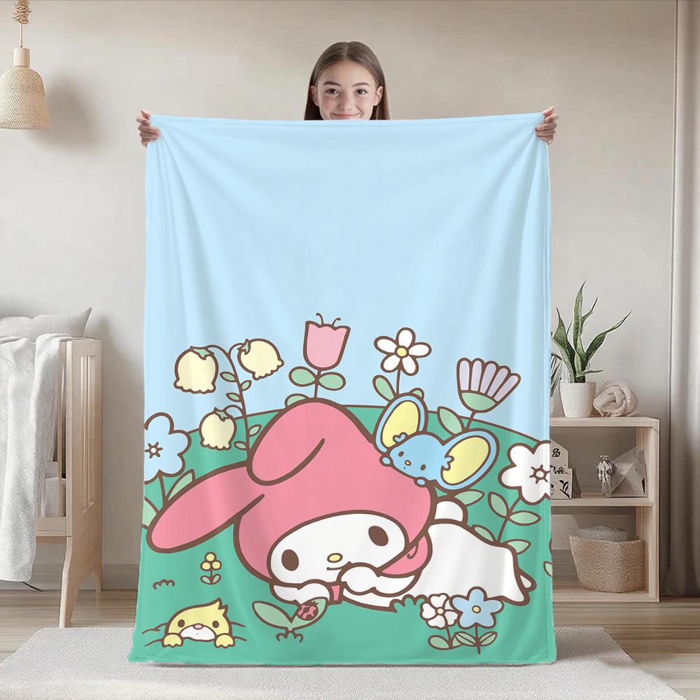 Kawaii M-Melody Sofas Blankets Fluffy Blanket New Year Furry Home and Decoration Bedspread on the Bed Camping Anime Sofa Picnic