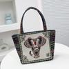 The Elephant Embroidery Double-sided Hand Shoulder Bag Is Versatile with Jacquard Patterns