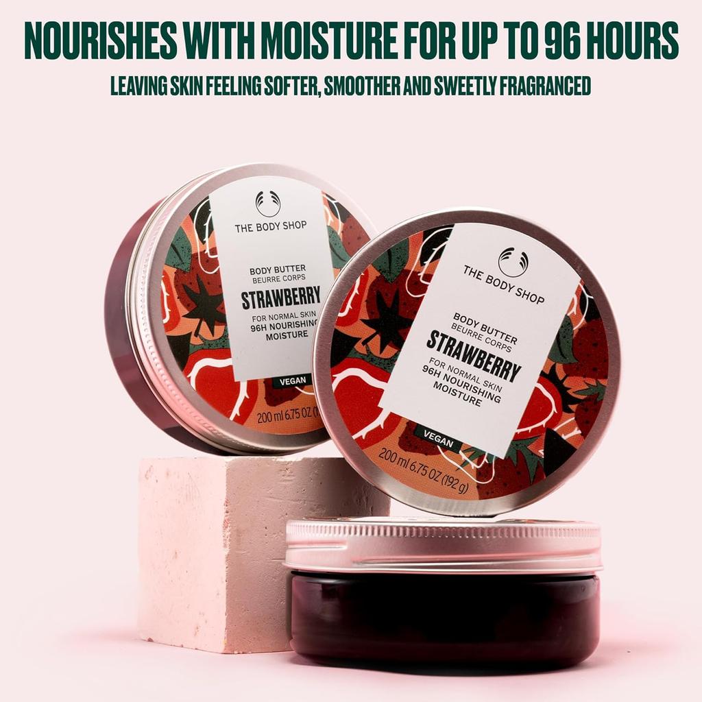 The Body Shop Strawberry Softening Body Butter 200ml Pack Of 1 | Hydrating Moisturizer For Dry Skin