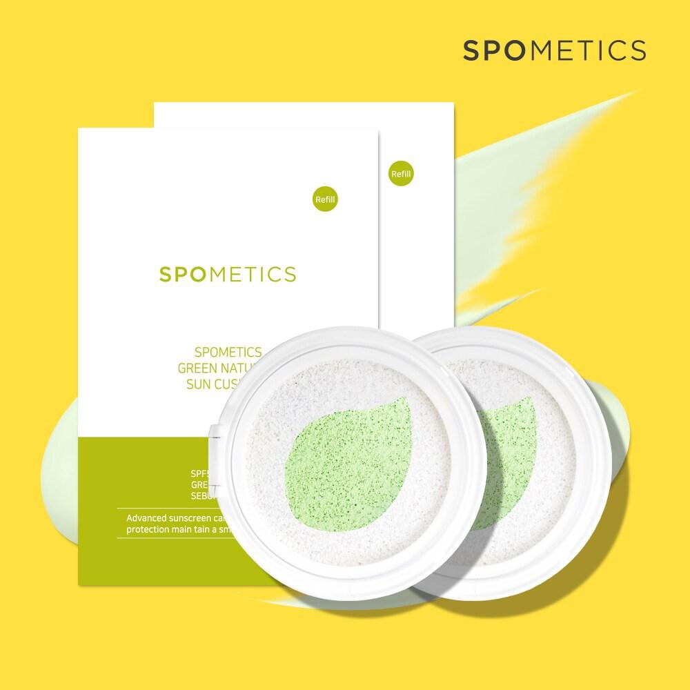 Spometics Green Natural Sun Cushion Большая емкость 25 г Сменный блок 1+1, 1 шт.