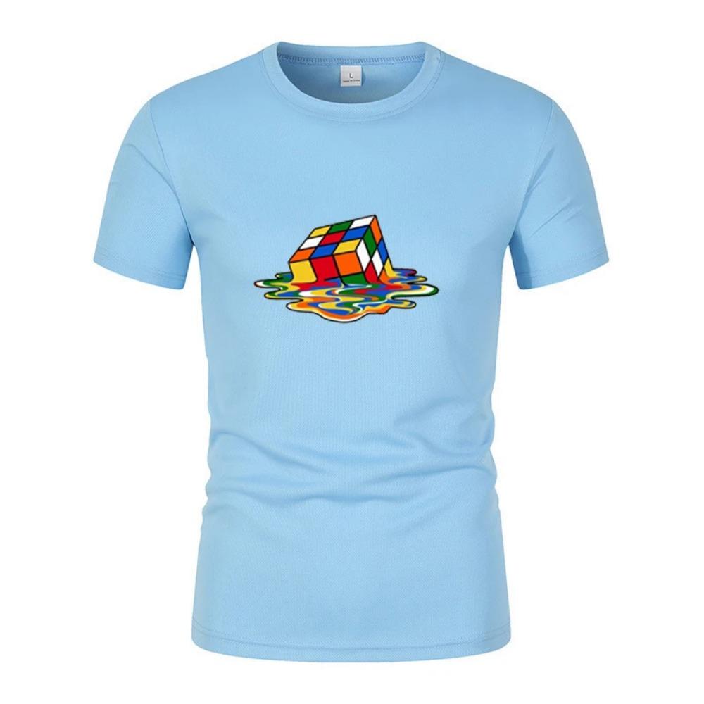 Летняя новая модная и интересная мужская футболка с короткими рукавами с принтом Рубика, повседневная унисекс-футболка в стиле Харадзюку для улицы, спортивный топ