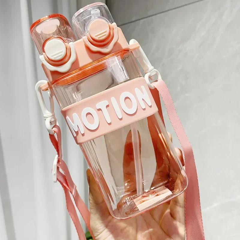 Большая емкость переносных молочных стаканчиков для детей креативные квадратные двойные бутылки для питьевой воды с трубочкой герметичная наружная чашка