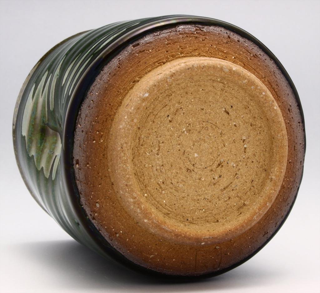 Mino Ware "Oono Shigeyasu" Rice Bowl and Teacup, Capacity Approximately 270ml, Solid Oribe Pattern, Green, Made In Japan, 134-0051