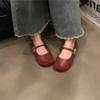 Fan Jieya Red Mary Jane Shoes Women's Shoes 2025 Spring and Autumn New Round Head Soft Sole One Word with Shallow Mouth French Single Shoes