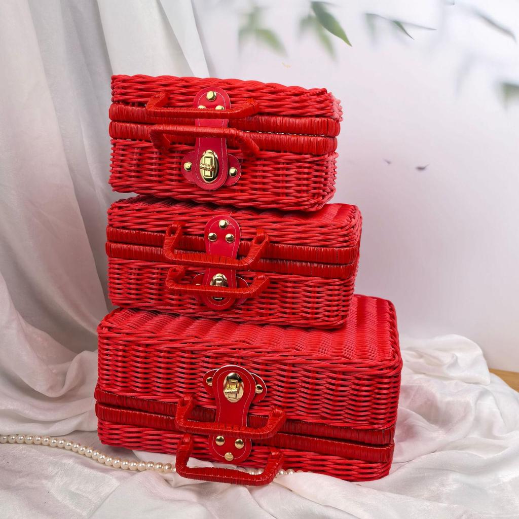 Винтажная плетеная корзина для пикника и ящик для хранения - Идеально для фотографий, подарков подружкам невесты или друзьям жениха