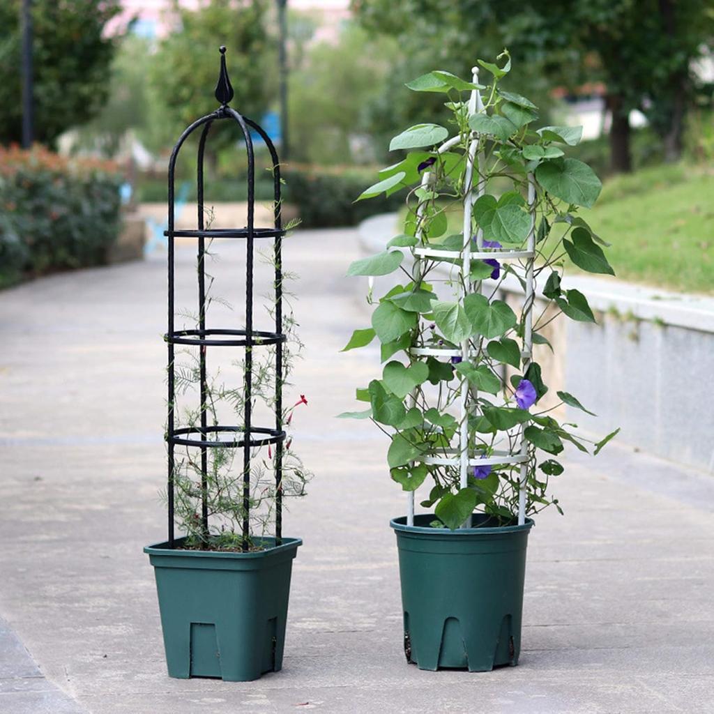 Tower Obelisk Garden Trellis, Durable Metal with Plastic Coating U-Shaped Plant Flower Support Stand Morning Glory Ivy Roses Clematis, Black