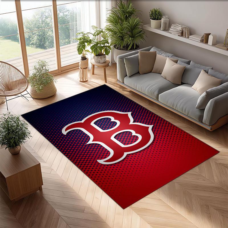 Boston Red Sox Crystal Velvet Carpet Soft Anti?Slip Floor Mat Comfortable Home Living Room Bedroom Decor Rug