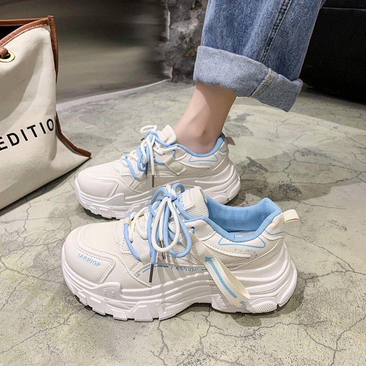 Dad Shoes Girl 2025 Autumn and Winter New Color Matching Lace-up Muffin Platform Sole White Shoes Ins Trendy Casual Sneakers Women