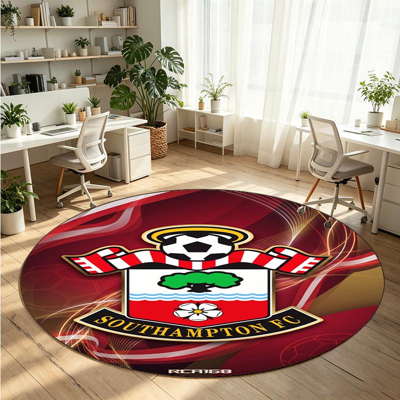 Southampton Football Printed Round Crystal Velvet Rug Soft Non Slip Floor Carpet For Bedroom Holiday Gift
