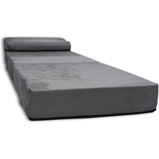 Matelas Pliable - Camping - Gris - 70 X 200 Cm - Anti-allergique - 15 Cm D'épaisseur