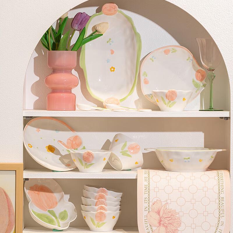 Вухэ Тюльпан Романтика Скандинавская Цветочная Керамическая Тарелка