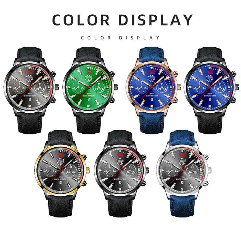 Men's Fashion Sports Watches Men Luxury Business Quartz Wristwatch Calendar Male Casual Leather Bracelet Watch Luminous Clock