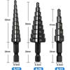 Step Drill Bit Set Nitrogen Coated Groove Step Drill 3-12mm 4-12mm 4-20mm Wood Metal Hole Cutter HSS Steel Core Drill Carpentry