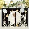 4pcs Giraffe Placemats, Imitation Linen Material, Rectangular, Hand Washable, 30.48X 45.72Inch, Suitable for Restaurant, Kitchen, Party, And Home