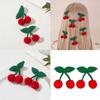 2Pcs Adorable Cherry Shaped Hair Accessories Practical Metal Base With Plush Finish Hair Clip For Casual Parties Work