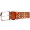 Интересный ремень унисекс с перфорацией из натуральной кожи GRANDE PELLE Leather Belt 21474 Рыжий