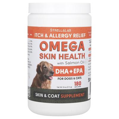 Omega Skin Health, с лососевым маслом, для собак и кошек, 180 мягких жевательных таблеток, 18 унций (513 г)