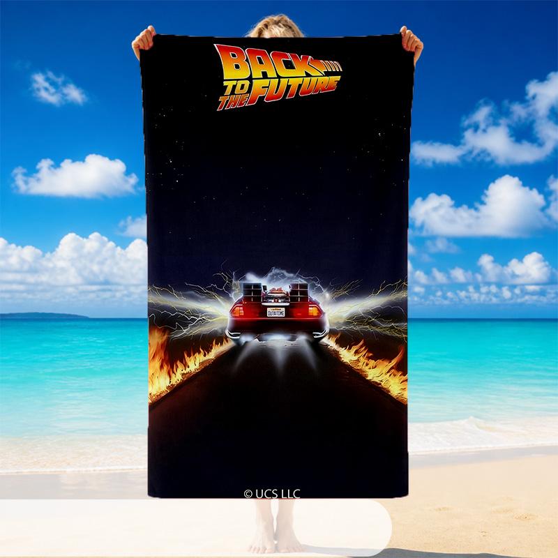 Quick Dry Beach Towel Back to the Future Pattern, Lightweight Absorbent Towel for Pool Beach Vacation Use