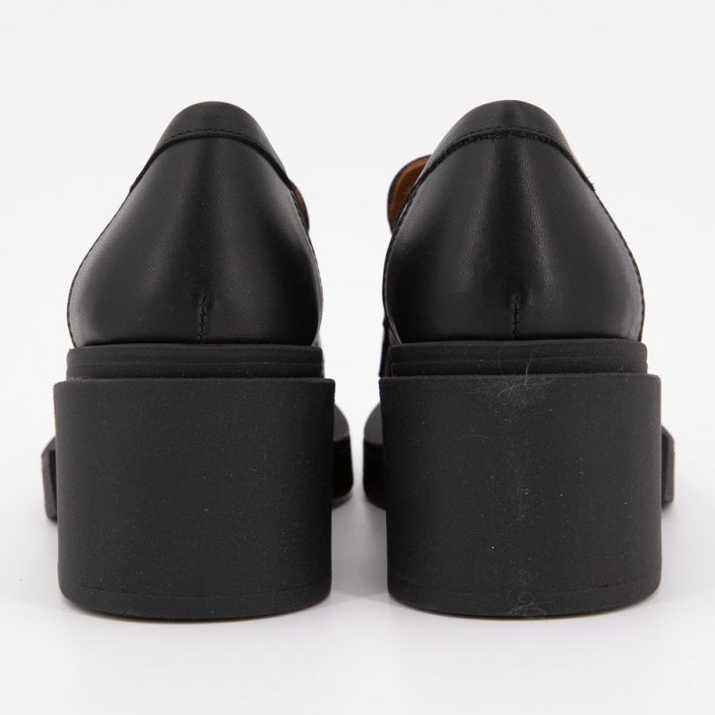 Black Leather Square-heeled Moccasins Women ELVIO ZANON