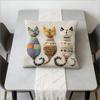 Colorful Three Cats Pillow Cover Boho Print Cushion Case Whimsical Cat Trio Cat Lover Sofa Living Room Gift