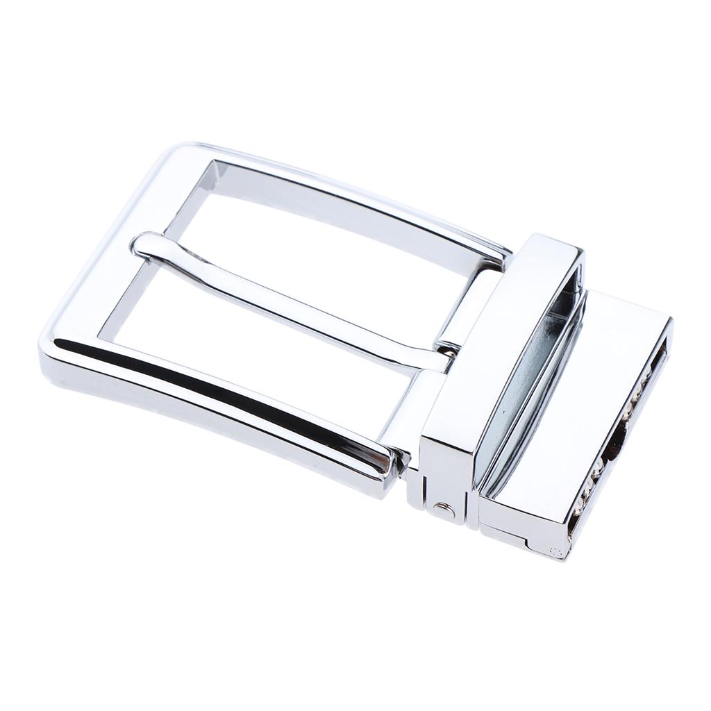 Men Belt Buckle Single Prong Rectangular Pin Reversible Pearl Gray