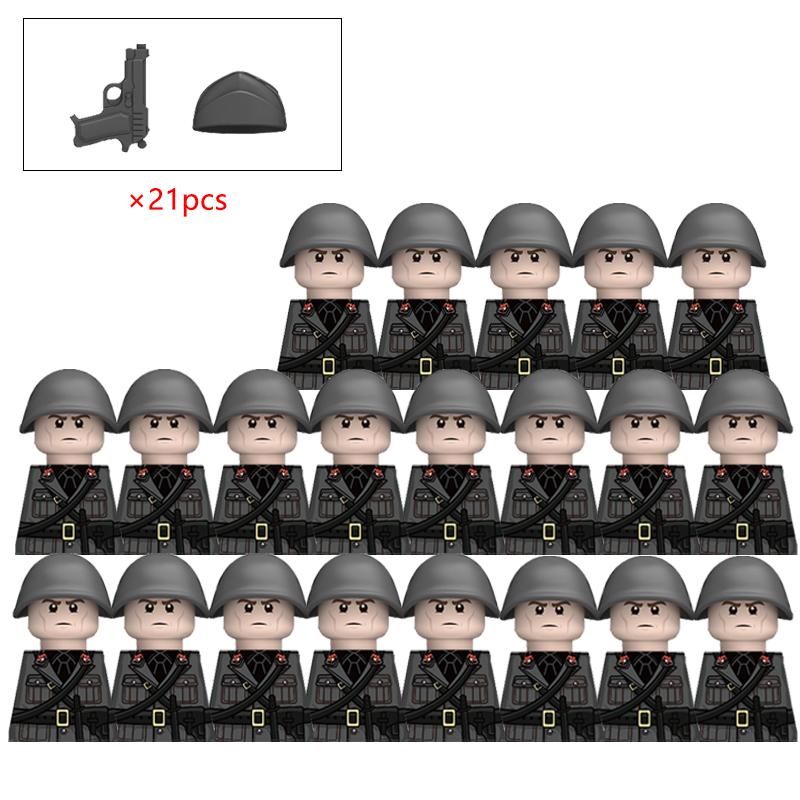 MOC Военный Итальянский Солдат Война Фигурки Армии Фигурки Строительные Блоки Шлем Оружие Аксессуары Дети для Игрушек Подарки