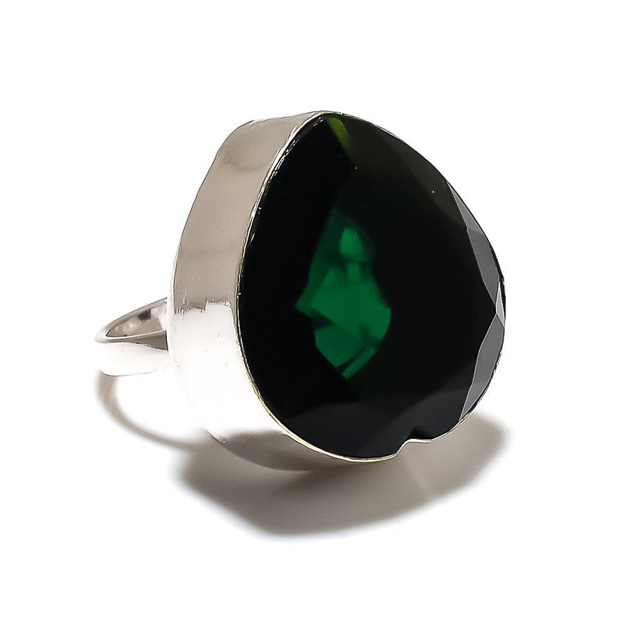 Chrome Diopside Gemstone Handmade 925 Sterling Silver Jewelry Ring Size 8 E8U96