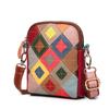 Fashion Genuine Leather Fresh Sweet Color Casual Ethnic Style Splicing First Layer Cowhide Shell Bag Shoulder Bag Women's Bag