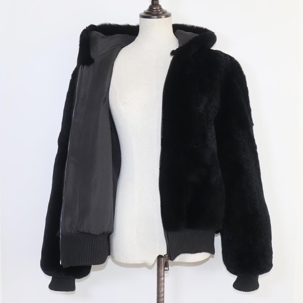 Женское пальто с капюшоном из натурального меха кролика Рекс, натуральная толстая куртка из меха кролика Рекс, женская теплая куртка из 100% натурального меха кролика Рекс