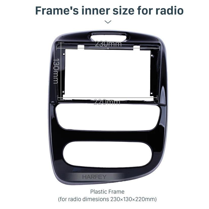 Глянцевая черная рамка-переходник 9 дюймов для магнитолы Android 2017+ Renault Clio