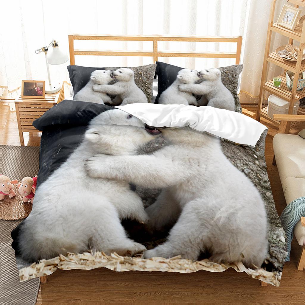 Коричневый енот King Queen Double Полный пододеяльник Прекрасный комплект постельного белья с изображением животных Покрывало из 2/3 предметов из полиэстера