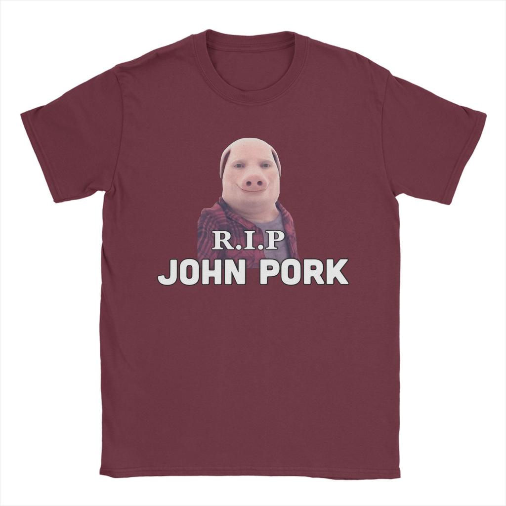 Мужские футболки John Pork Смешной мем Повседневные хлопковые футболки с коротким рукавом Футболка с круглым вырезом Одежда Уникальные