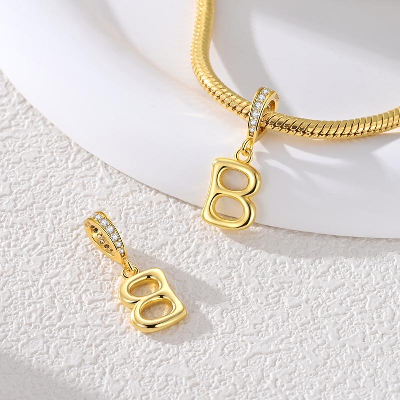 Новые Медные Золотистые Шармы-Подвески 26 Букв Для Оригинального Браслета Женский DIY Подарок