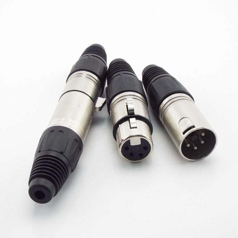 3 Pin 4 Pin Core XLR Power Connector Adapter Male Female Audio Cable MIC Plug Jack Cannon Terminals Microphone Wire
