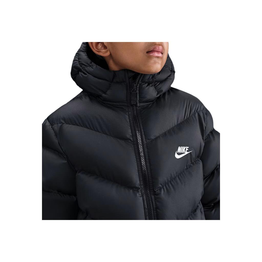 Nike Куртка Логотип С капюшоном На молнии Свободный крой Детские куртки HQ4976-010