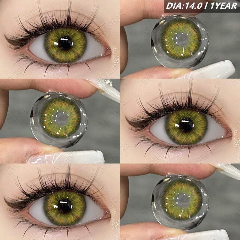 Eyeshare Various Styles of Colored Contact Lenses, Sweet and Cute Pink Contact Lenses, Gentle and Smart Blue and Gray Lenses, 2 Pieces/Pair Per Year