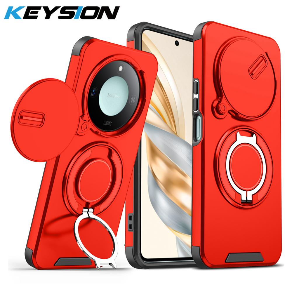 KEYSION Чехол для телефона с кольцом-подставкой 360° для Honor X9c 5G X9c Smart Защита камеры со сдвижной шторкой Магнитный противоударный чехол для Magic 7 Lite